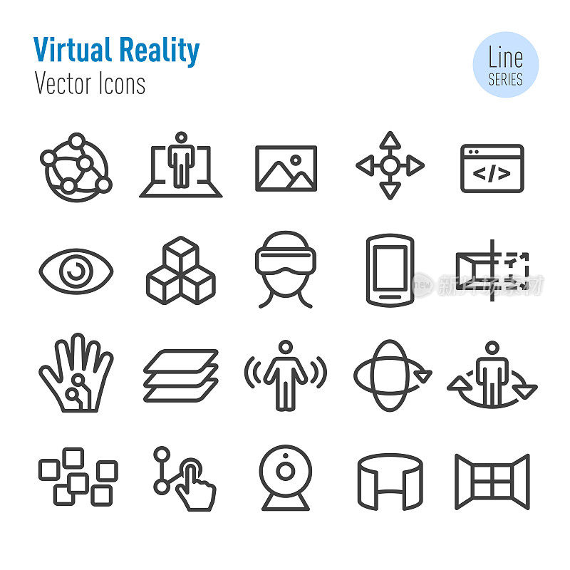 Virtual Reality Icons Set - Vector Line Series
